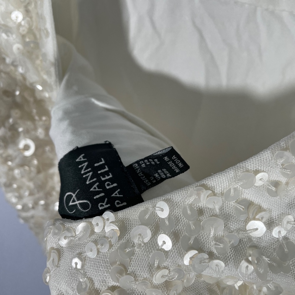 New Adrianna Papell sequin scoop back gown ivory 10 - Picture 15 of 16